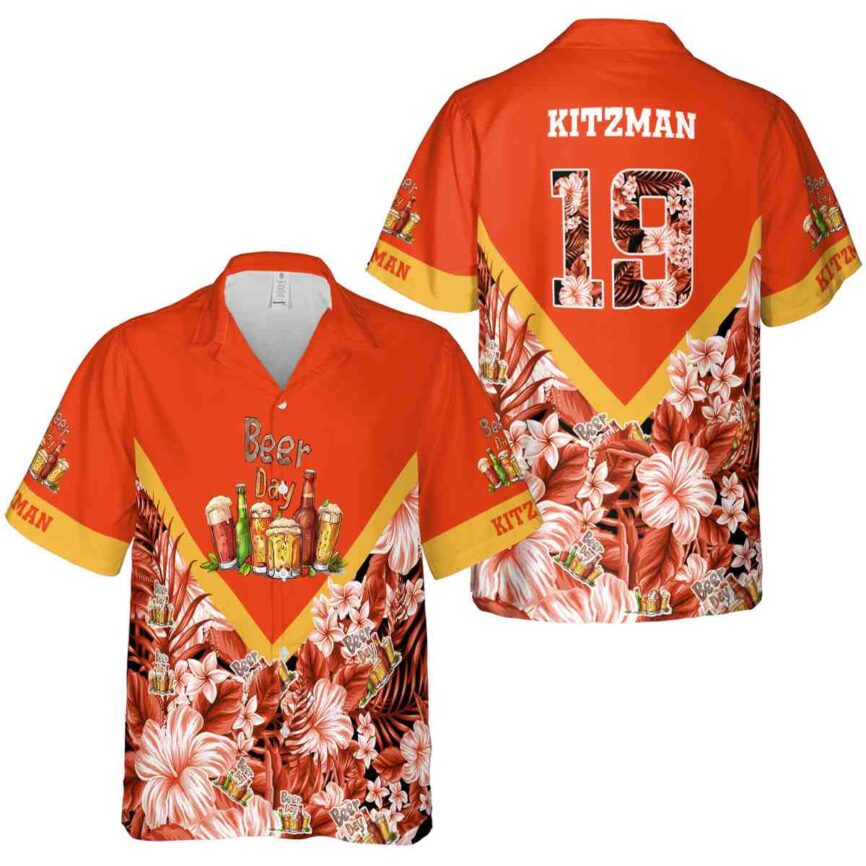 Custom Beer Bold Floral Number Hawaiian Shirt Premium grade