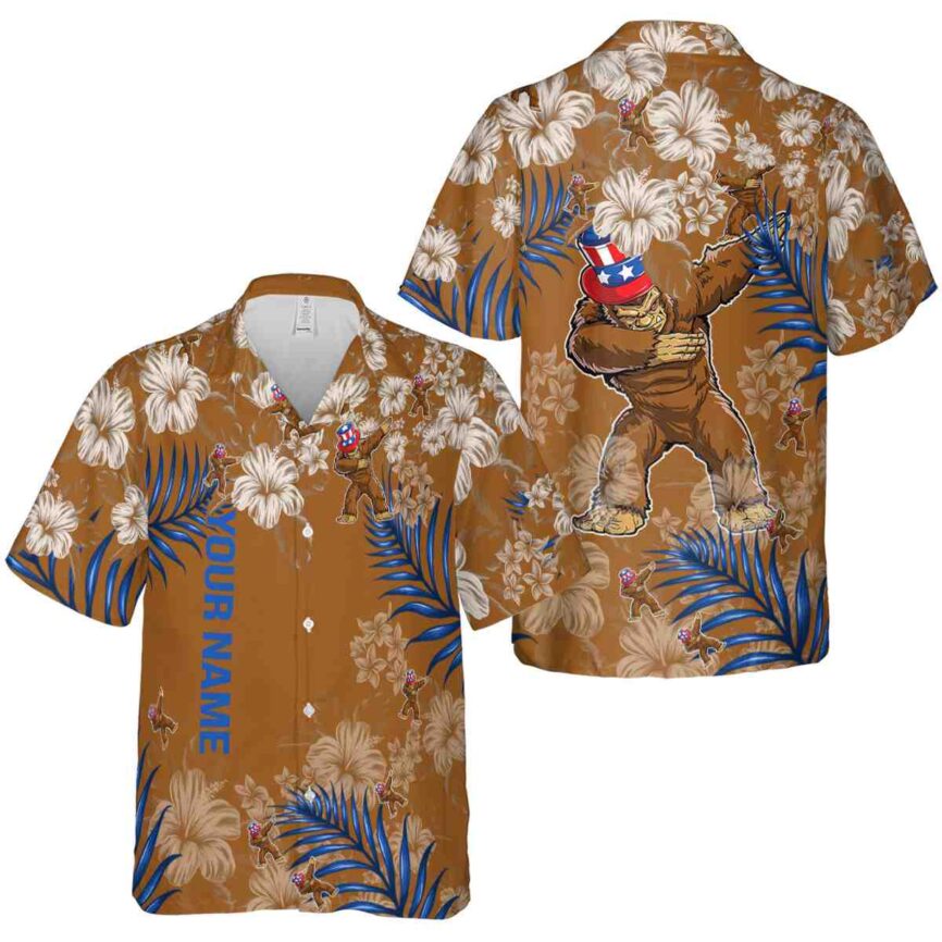 Custom Bigfoot Hibiscus Pattern Hawaiian Shirt Premium grade