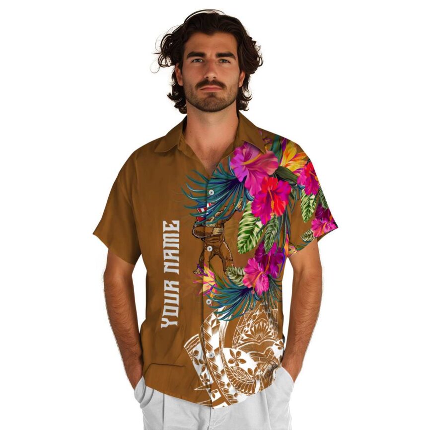 Custom Bigfoot Polynesian Flowers Hawaiian Shirt New Arrival