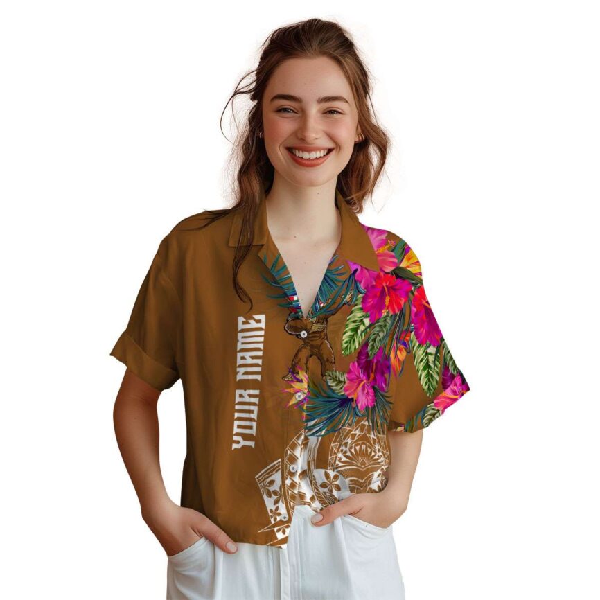 Custom Bigfoot Polynesian Flowers Hawaiian Shirt Top rated