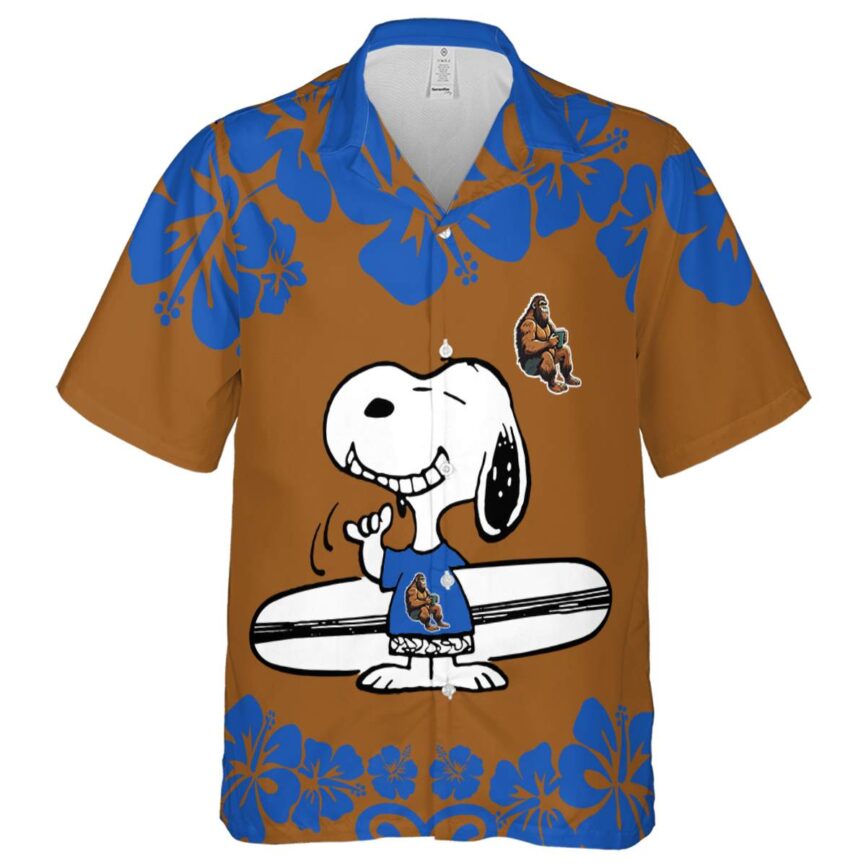 Custom Bigfoot Surfing Snoopy Hawaiian Shirt Fashion forward