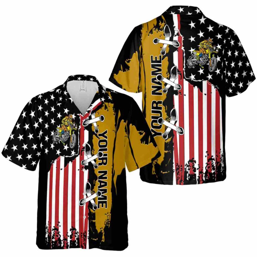 Custom Biker Flag Stitches Hawaiian Shirt Premium grade