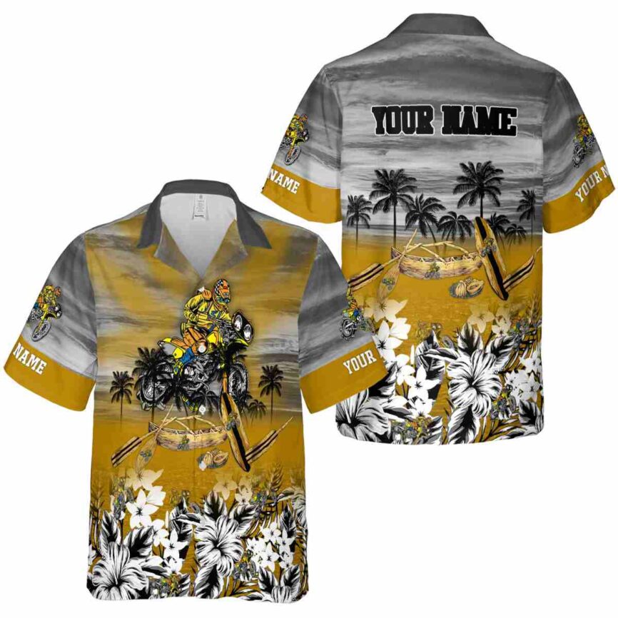 Custom Biker Sunset Beach Canoe Hawaiian Shirt Premium grade