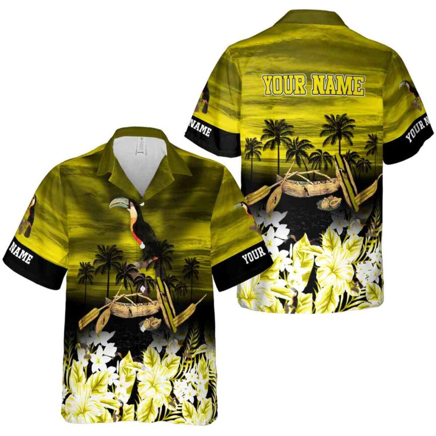 Custom Bird Sunset Beach Canoe Hawaiian Shirt Premium grade