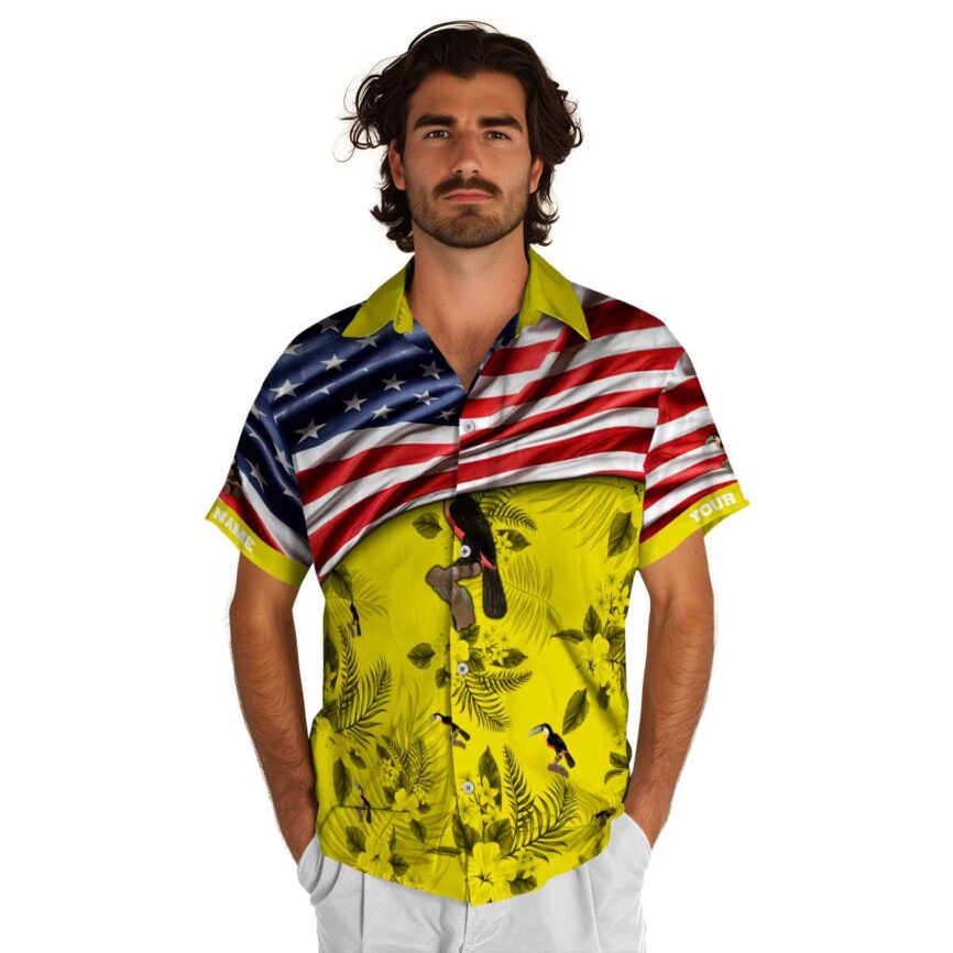 Custom Bird US Flag Themed Hawaiian Shirt New Arrival