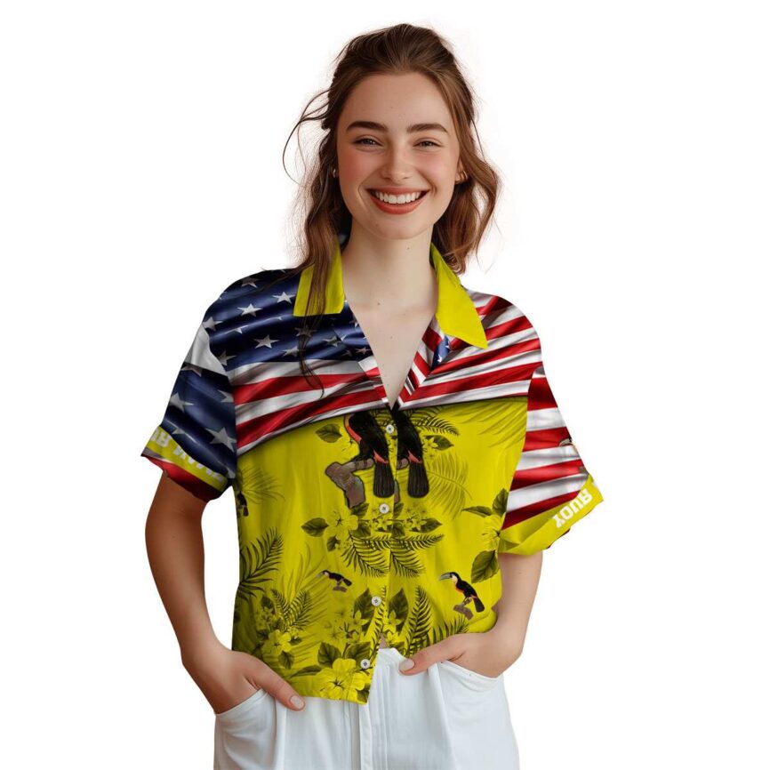 Custom Bird US Flag Themed Hawaiian Shirt Top rated