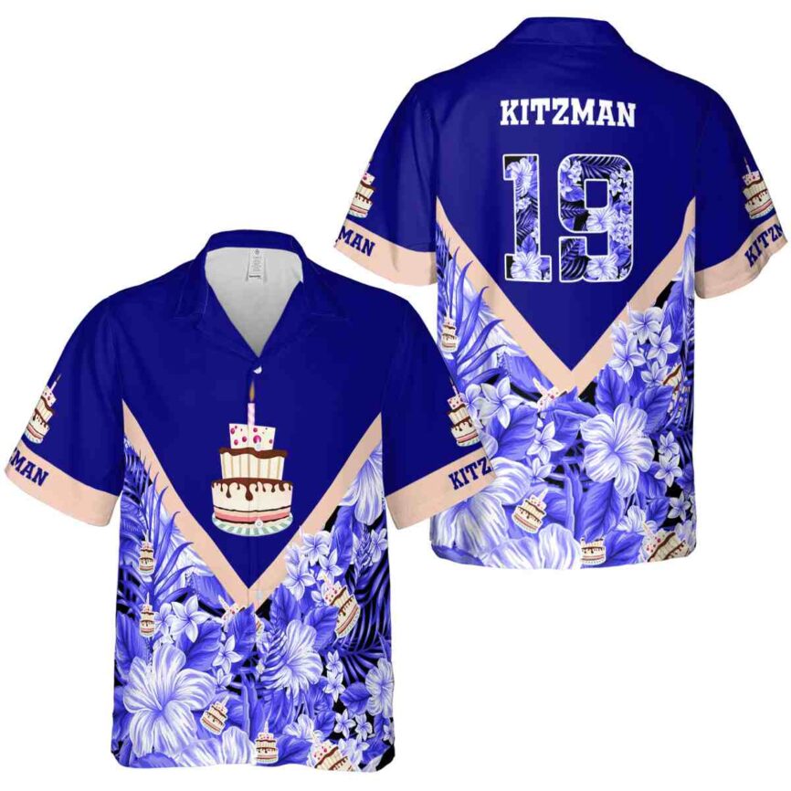 Custom Birthday Bold Floral Number Hawaiian Shirt Premium grade