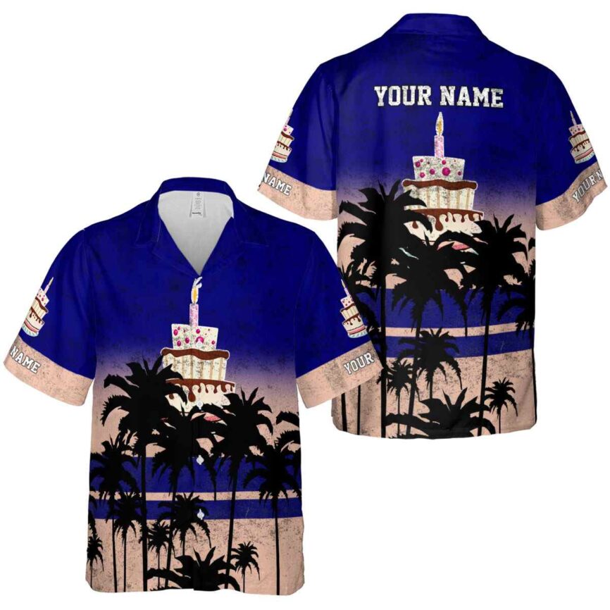 Custom Birthday Sunset Gradient Hawaiian Shirt Premium grade