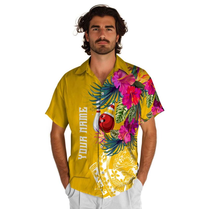 Custom Bowling Polynesian Flowers Hawaiian Shirt New Arrival