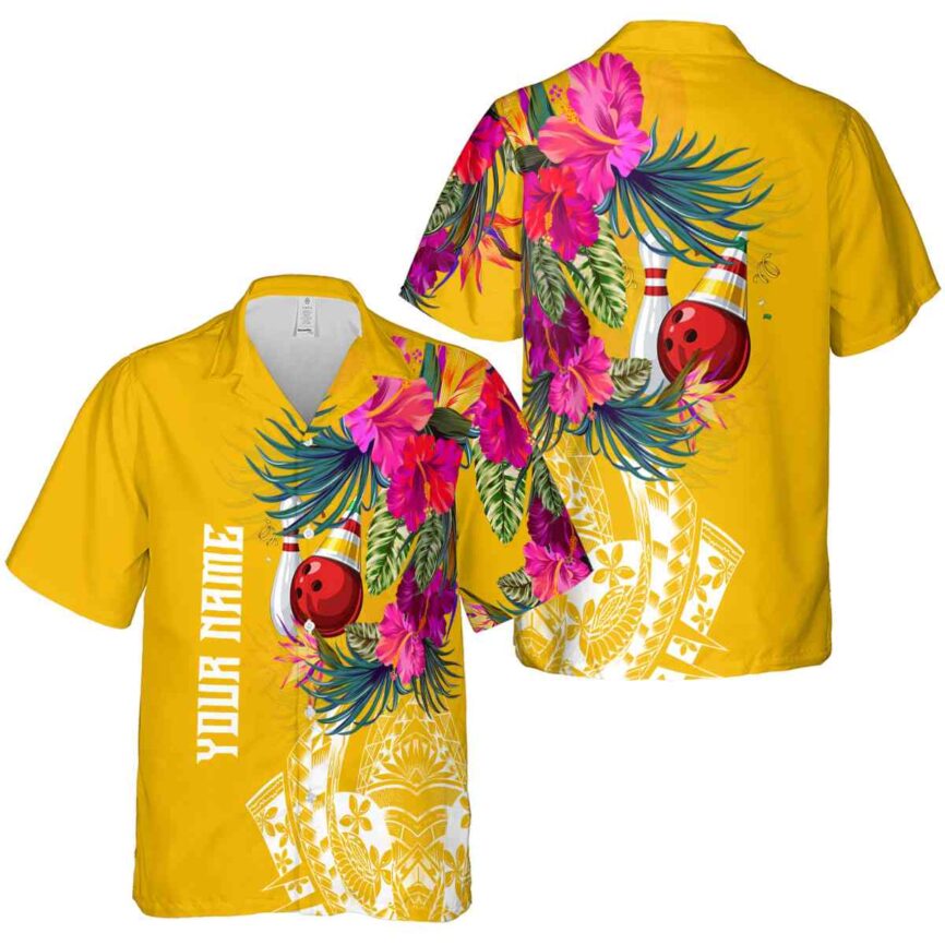 Custom Bowling Polynesian Flowers Hawaiian Shirt Premium grade