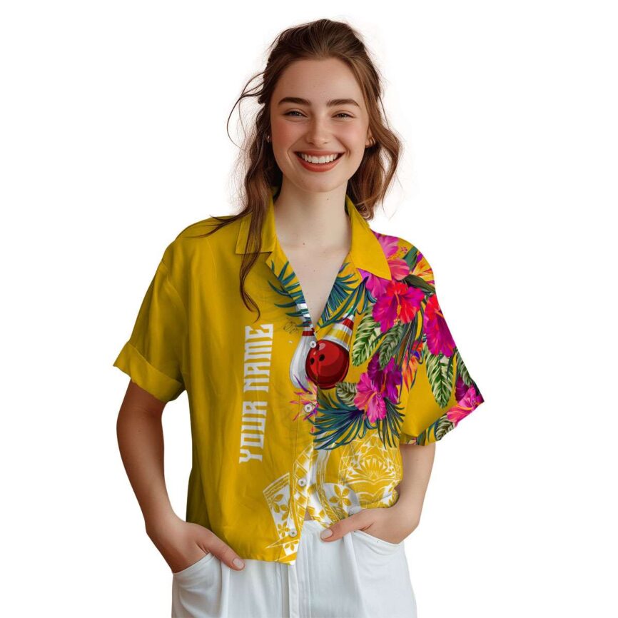 Custom Bowling Polynesian Flowers Hawaiian Shirt Top rated