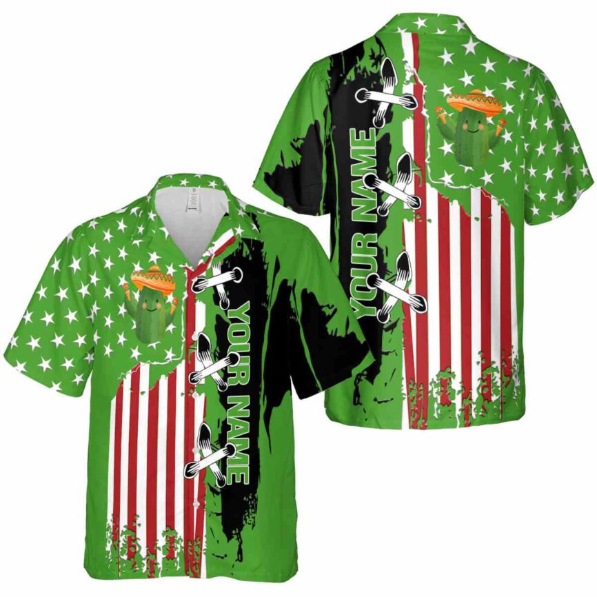 Custom Cactus Flag Stitches Hawaiian Shirt Premium grade