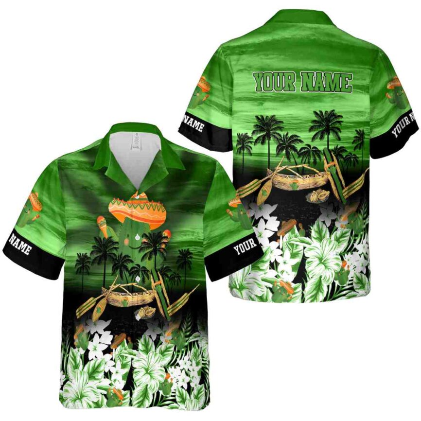 Custom Cactus Sunset Beach Canoe Hawaiian Shirt Premium grade