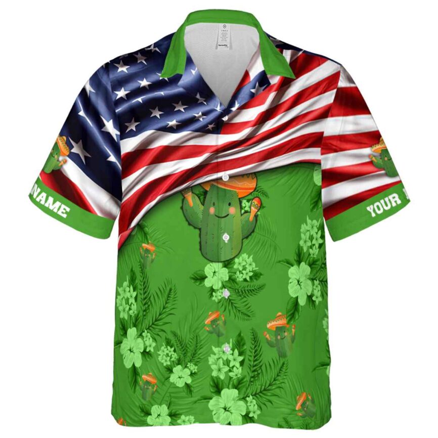 Custom Cactus US Flag Themed Hawaiian Shirt Fashion forward