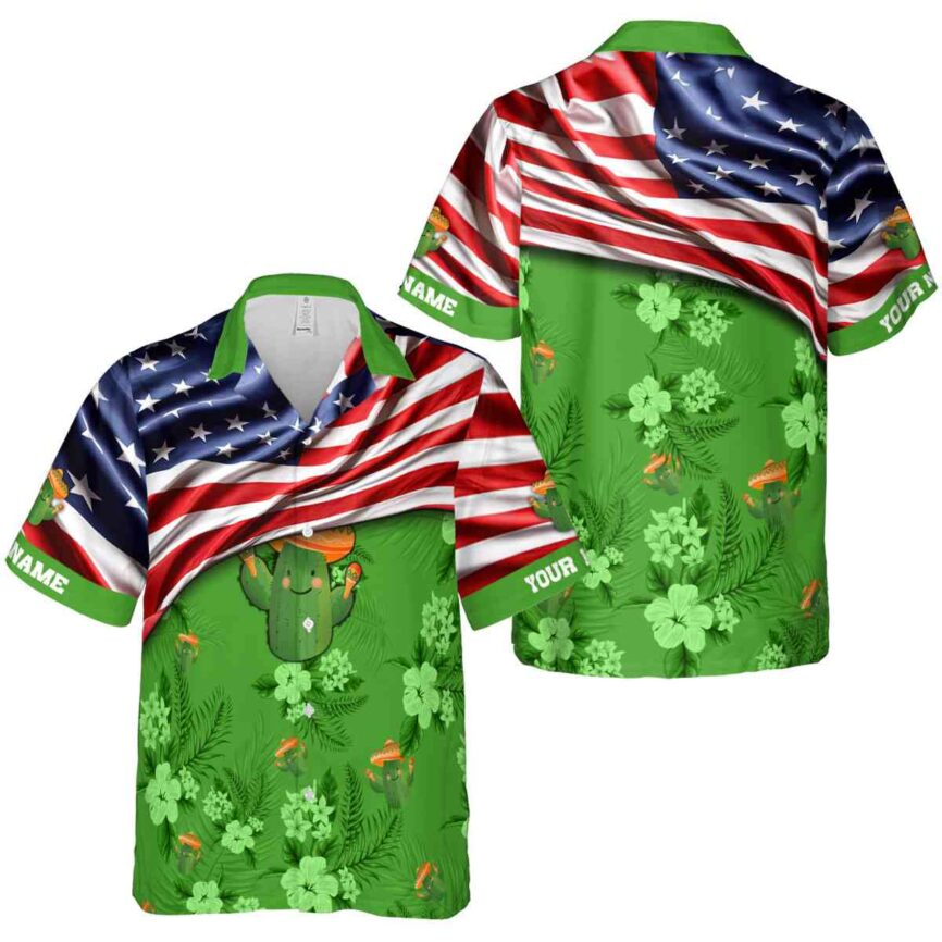 Custom Cactus US Flag Themed Hawaiian Shirt Premium grade