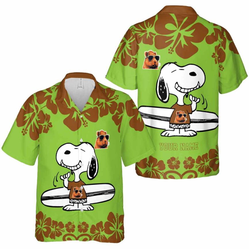 Custom Capybara Surfing Snoopy Hawaiian Shirt Premium grade