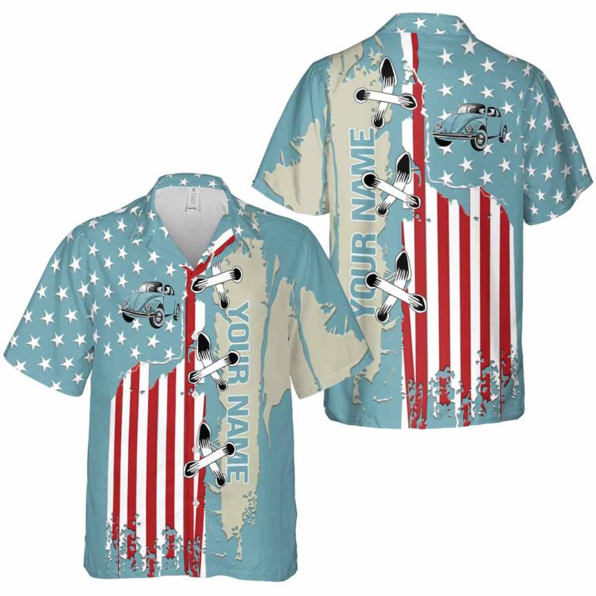 Custom Car Flag Stitches Hawaiian Shirt Premium grade