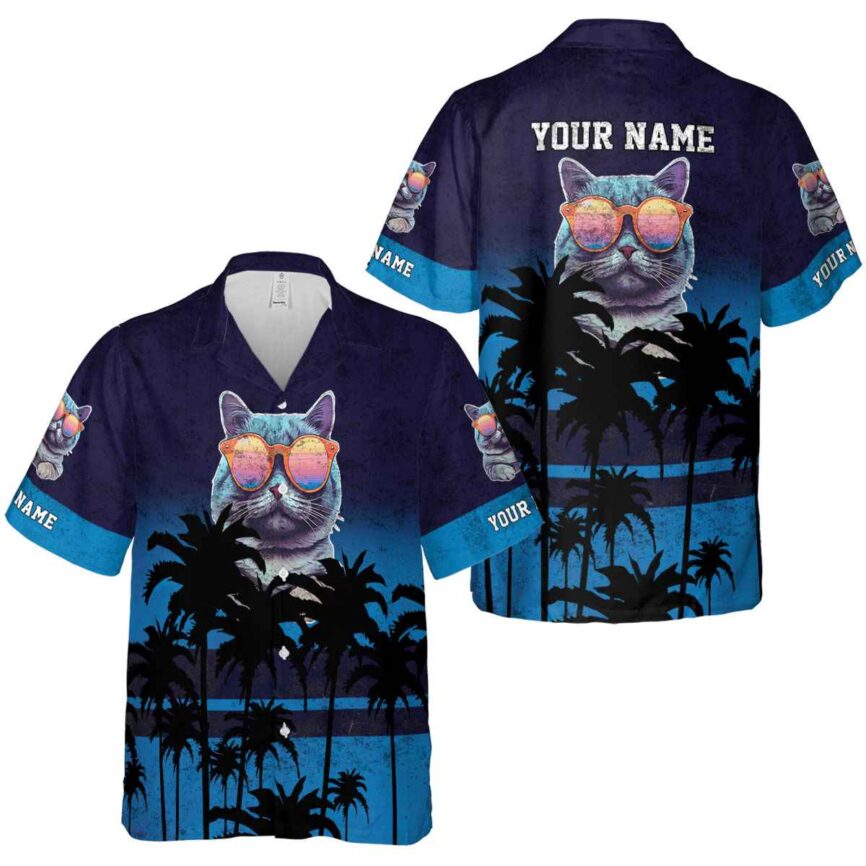 Custom Cat Sunset Gradient Hawaiian Shirt Premium grade