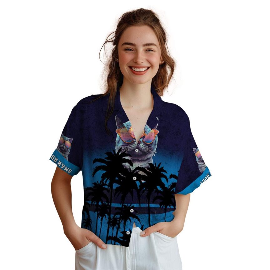 Custom Cat Sunset Gradient Hawaiian Shirt Top rated