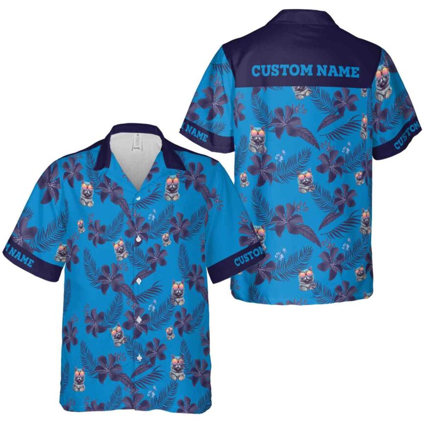 Custom Cat Tropical Flower Hawaiian Shirt Premium grade