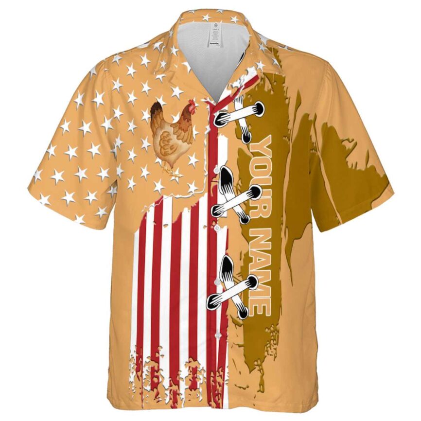 Custom Chicken Flag Stitches Hawaiian Shirt Fashion forward