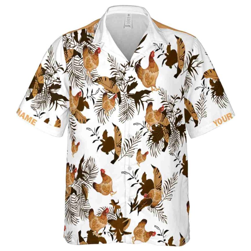 Custom Chicken Leafy Accents Hawaiian Shirt Fashion forward