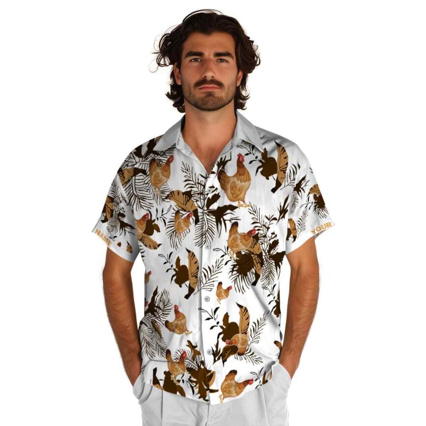 Custom Chicken Leafy Accents Hawaiian Shirt New Arrival