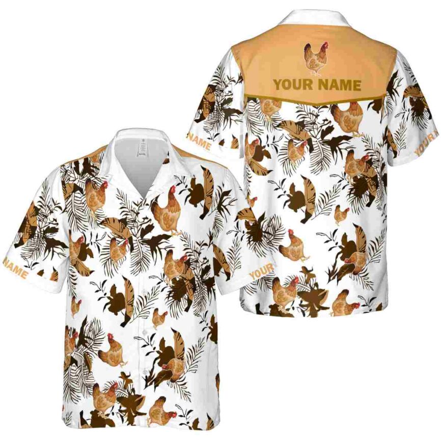 Custom Chicken Leafy Accents Hawaiian Shirt Premium grade