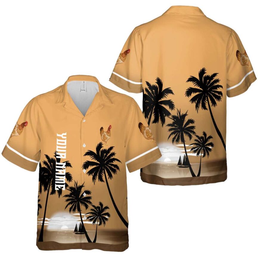 Custom Chicken Ocean Sunset Hawaiian Shirt Premium grade