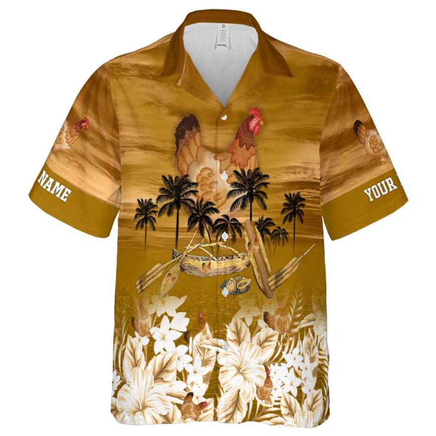 Custom Chicken Sunset Beach Canoe Hawaiian Shirt Fashion forward