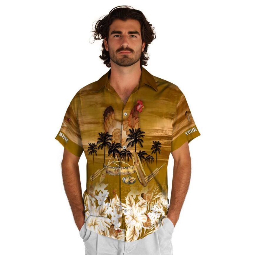 Custom Chicken Sunset Beach Canoe Hawaiian Shirt New Arrival