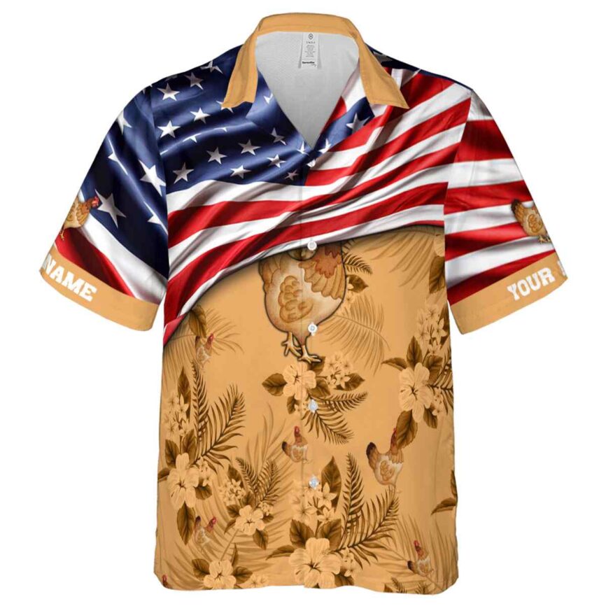 Custom Chicken US Flag Themed Hawaiian Shirt Fashion forward