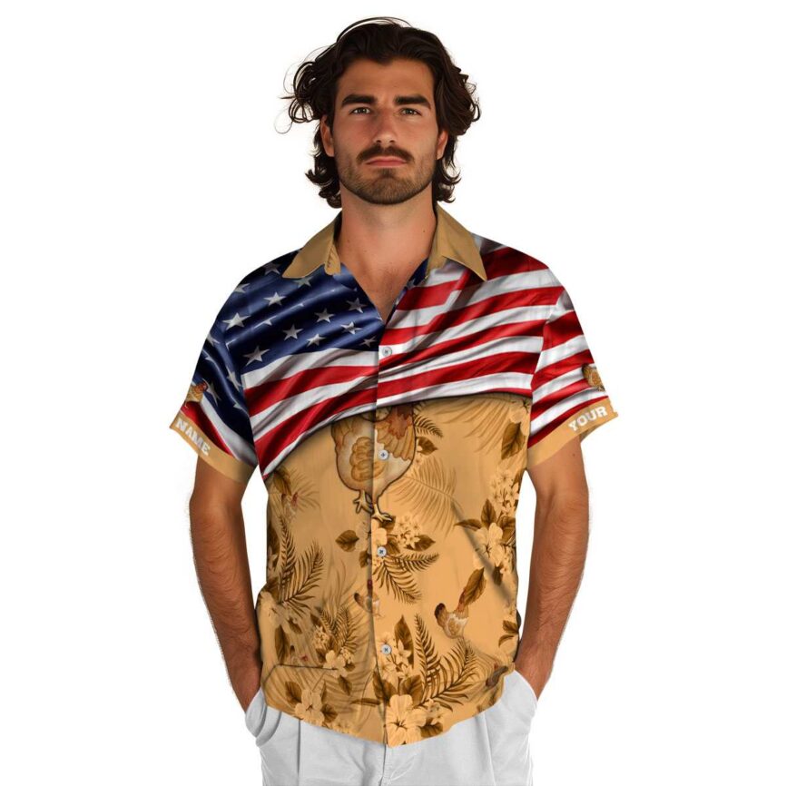 Custom Chicken US Flag Themed Hawaiian Shirt New Arrival