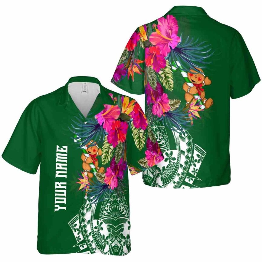 Custom Christmas Polynesian Flowers Hawaiian Shirt Premium grade