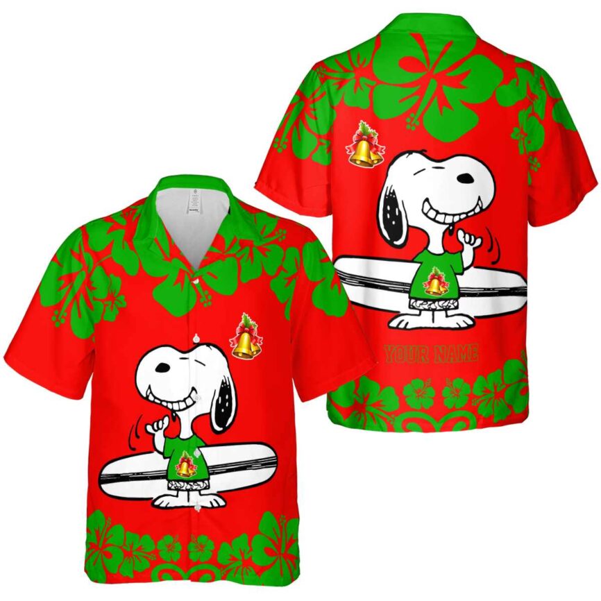 Custom Christmas Surfing Snoopy Hawaiian Shirt Premium grade