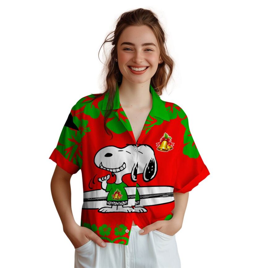 Custom Christmas Surfing Snoopy Hawaiian Shirt Top rated