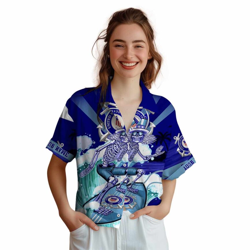 Custom Coast Guard Grateful Dead Motif Hawaiian Shirt Top rated