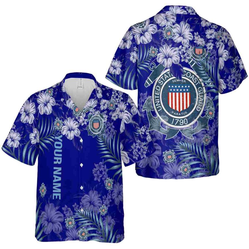 Custom Coast Guard Hibiscus Pattern Hawaiian Shirt Premium grade