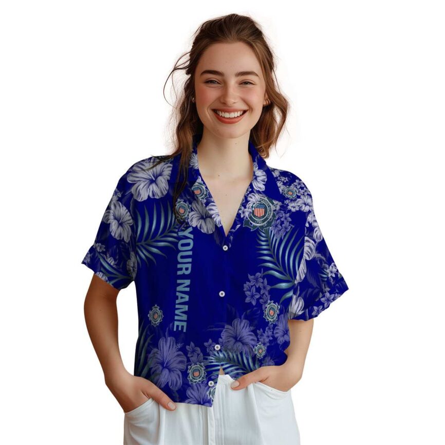 Custom Coast Guard Hibiscus Pattern Hawaiian Shirt Top rated