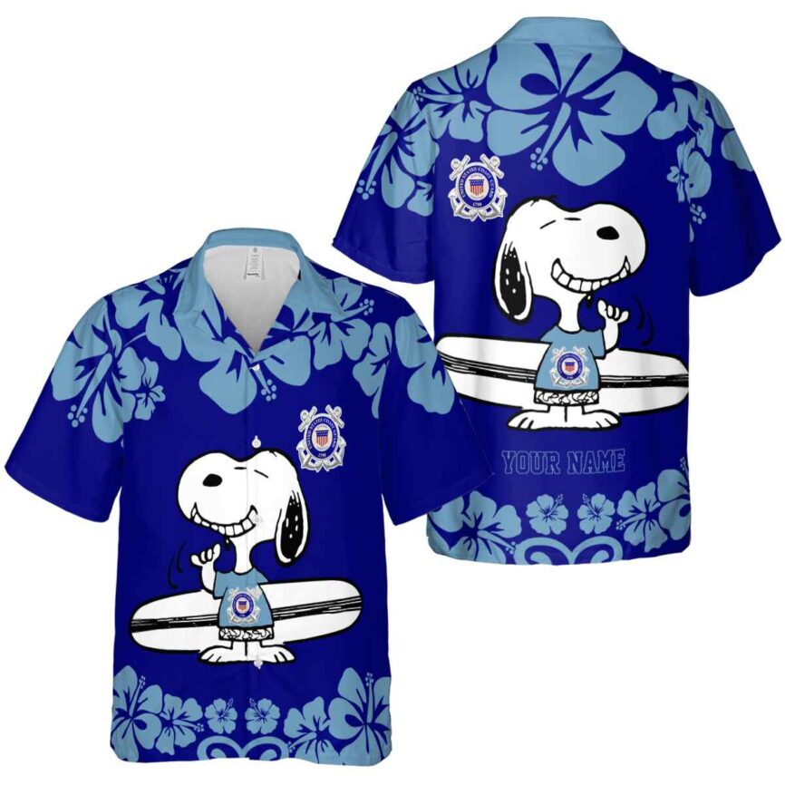 Custom Coast Guard Surfing Snoopy Hawaiian Shirt Premium grade