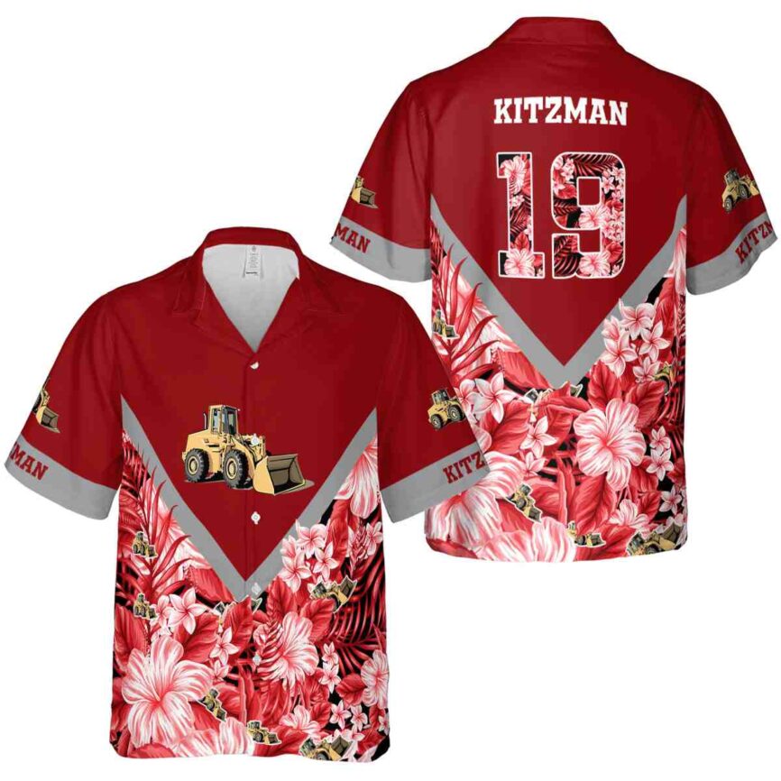 Custom Construction Bold Floral Number Hawaiian Shirt Premium grade