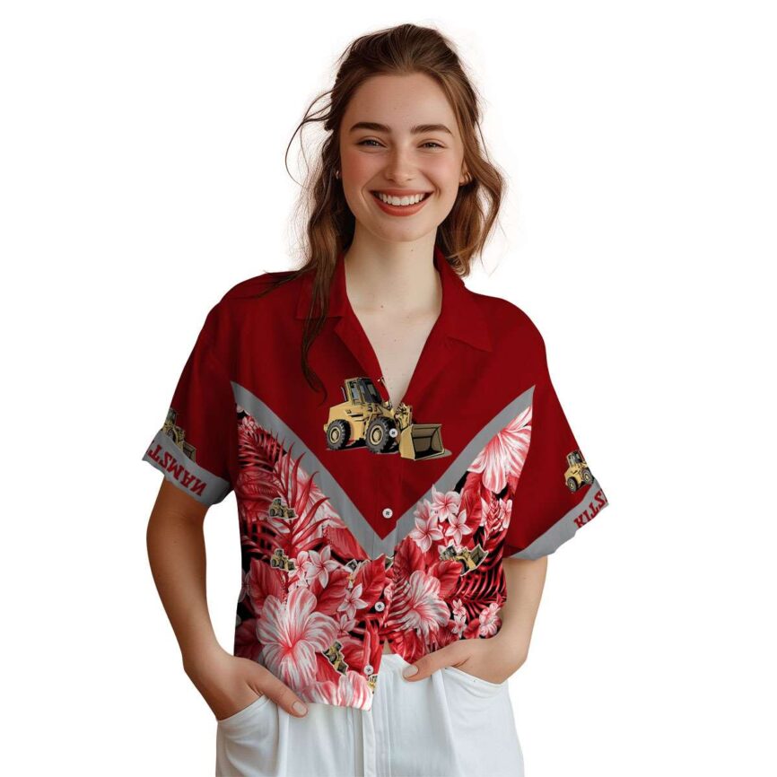 Custom Construction Bold Floral Number Hawaiian Shirt Top rated