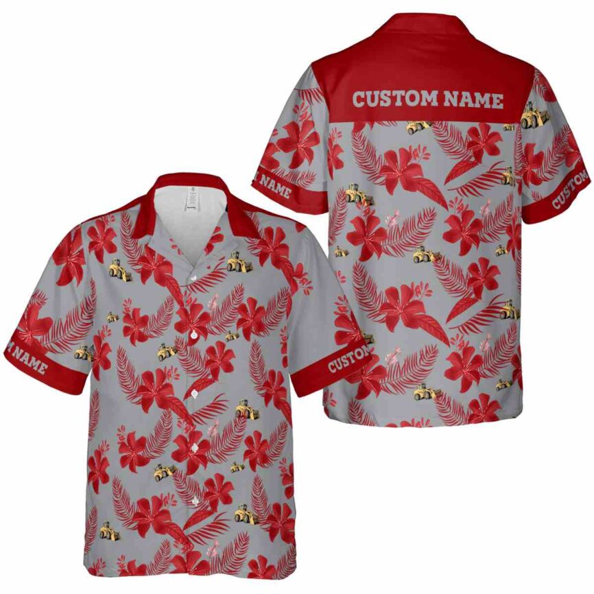 Custom Construction Tropical Flower Hawaiian Shirt Premium grade