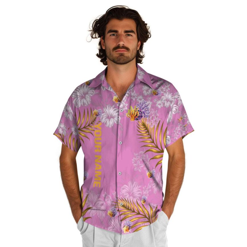 Custom Coral Hibiscus Pattern Hawaiian Shirt New Arrival