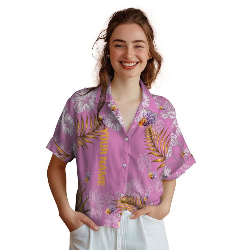 Custom Coral Hibiscus Pattern Hawaiian Shirt Top rated