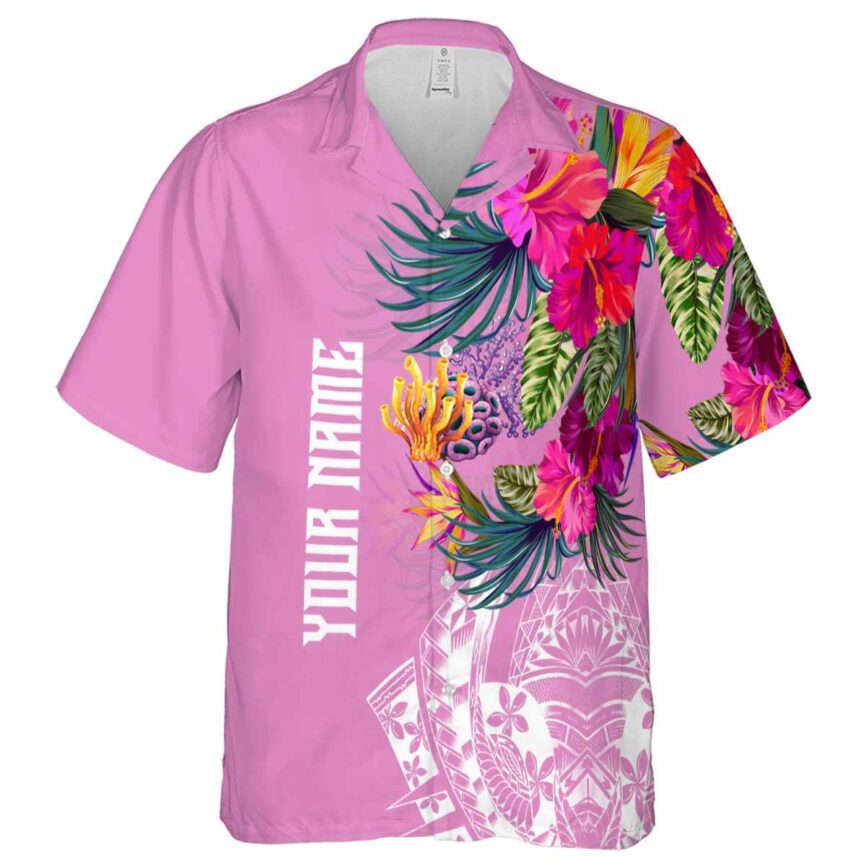 Custom Coral Polynesian Flowers Hawaiian Shirt Fashion forward