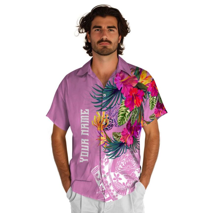 Custom Coral Polynesian Flowers Hawaiian Shirt New Arrival