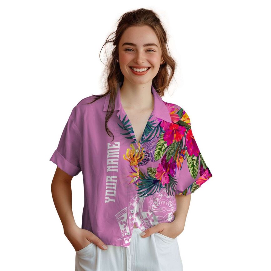 Custom Coral Polynesian Flowers Hawaiian Shirt Top rated