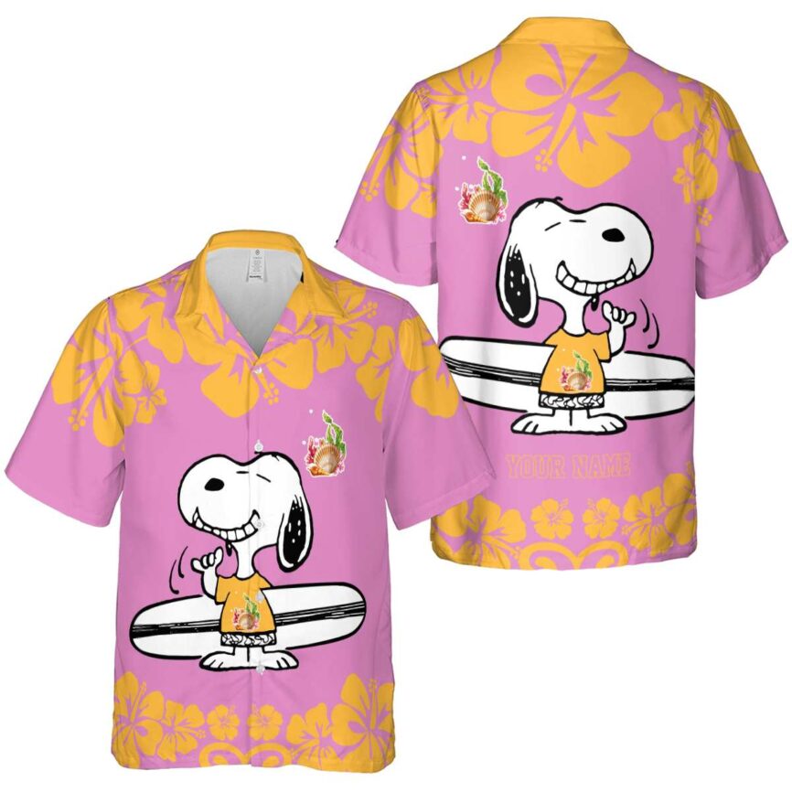 Custom Coral Surfing Snoopy Hawaiian Shirt Premium grade