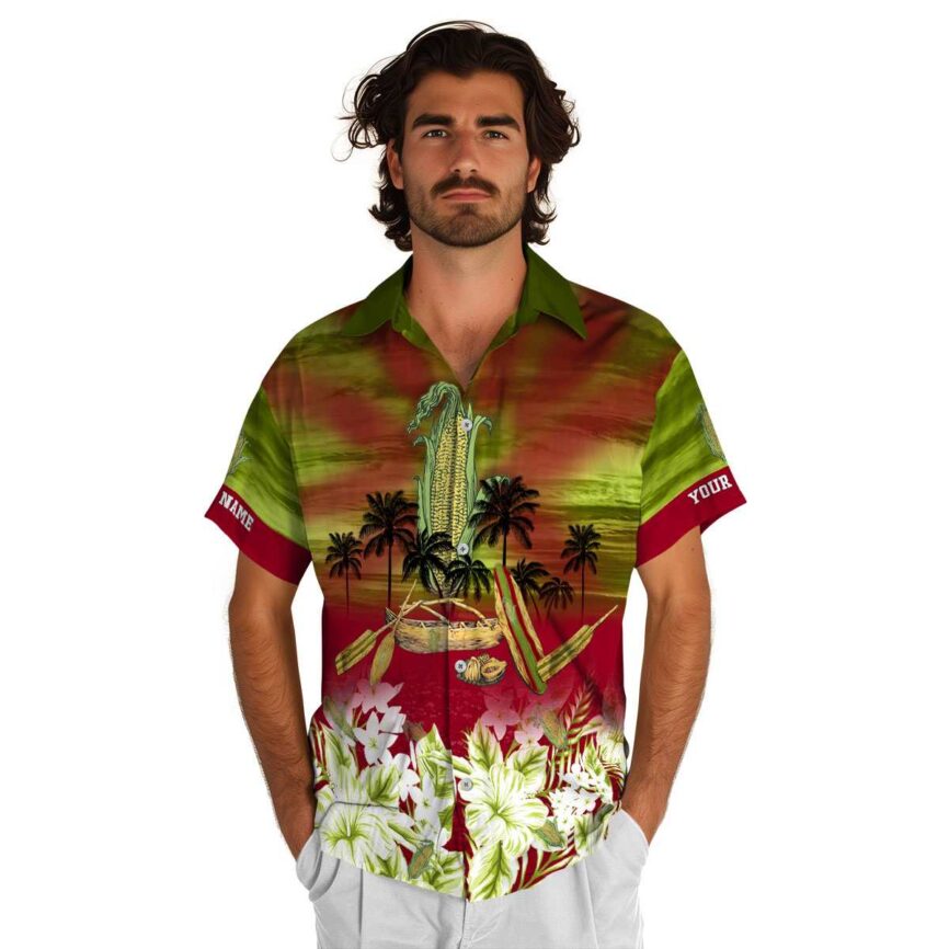 Custom Corn Sunset Beach Canoe Hawaiian Shirt New Arrival